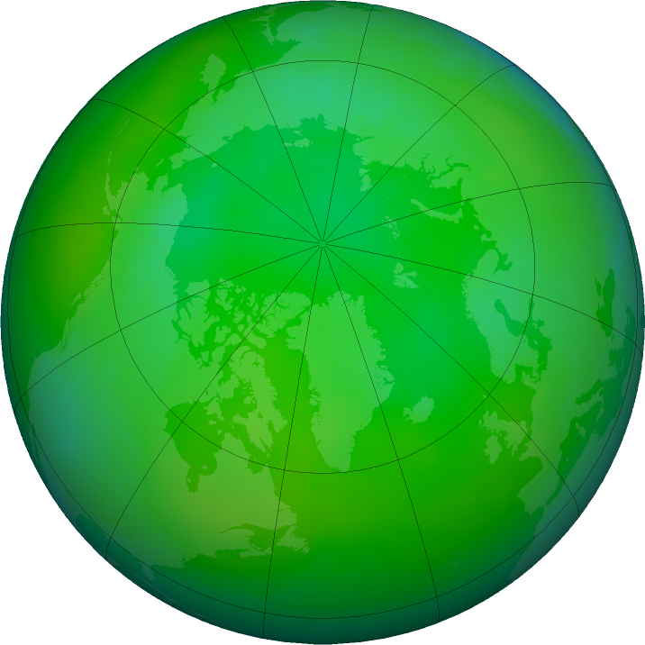 Arctic ozone map for July 2021